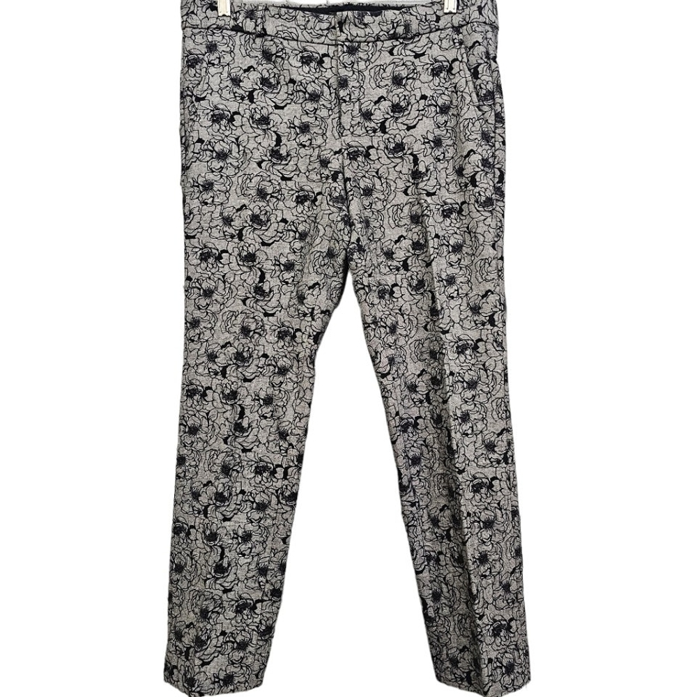 Banana Republic  Nwot Gray/Black Floral Ryan Flat Panel Straight Leg Drs Slacks